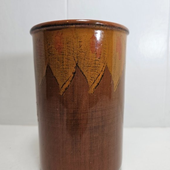 Noemi Italy Vase/Utensil Holder; Brown; Pottery; Ceramic; Drip Glazed; Vintage - Picture 3 of 7